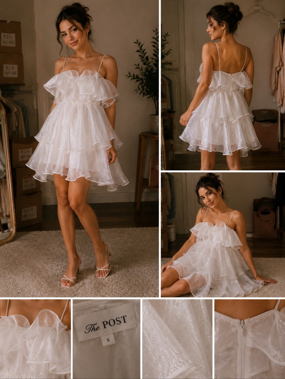 The Post White Ruffle Mini Dress